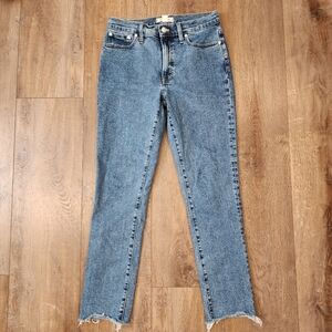 Madewell The Perfect Vintage Jean Medium Blue Wash Raw Hem Women's size 27 Tall